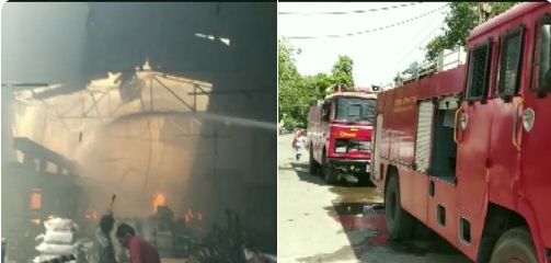 कानपुर में लगी भीषण आग, दमकल की दो गाड़ियां बुझाने में लगी