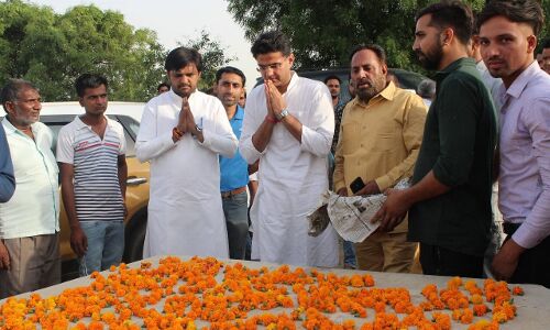 राजस्थान के उपमुख्यमंत्री सचिन पायलट का परी चौक हुआ जोरदार स्वागत