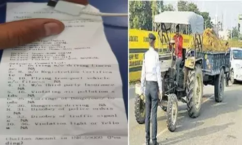 ट्रैक्टर ड्राइवर का कटा 59 हजार का चालान, जानिए क्या है मामला ट्रैक्टर ड्राइवर का कटा 59 हजार का चालान, जानिए क्या है मामला