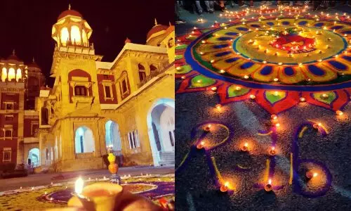 51 हजार दीपक से जगमग हुआ इलाहाबाद विश्वविद्यालय कैंपस 51 हजार दीपक से जगमग हुआ इलाहाबाद विश्वविद्यालय कैंपस