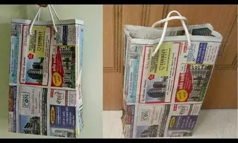 पॉलिथिन बैन के बाद अखबारों के लिफाफे फिर से बाजार में, जोड़ लगाते समय दो अखबारों की खबरें कुछ इस तरह जुड़ जाती हैं!