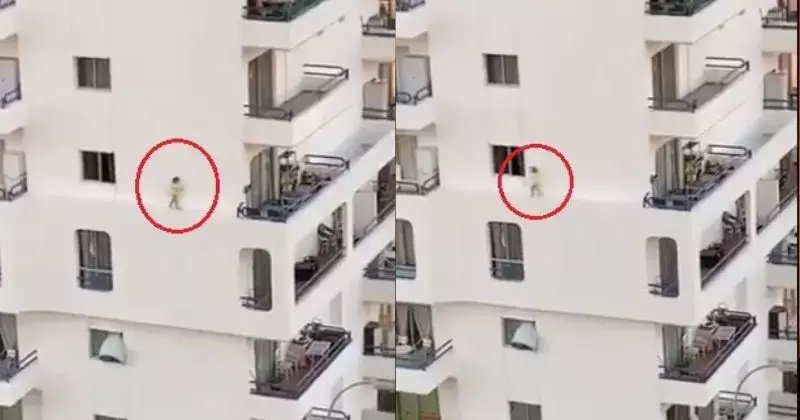 5वीं मंजिल की पतली रेलिंग पर खेलती दिखी बच्ची, वीडियो वायरल 5वीं मंजिल की पतली रेलिंग पर खेलती दिखी बच्ची, वीडियो वायरल