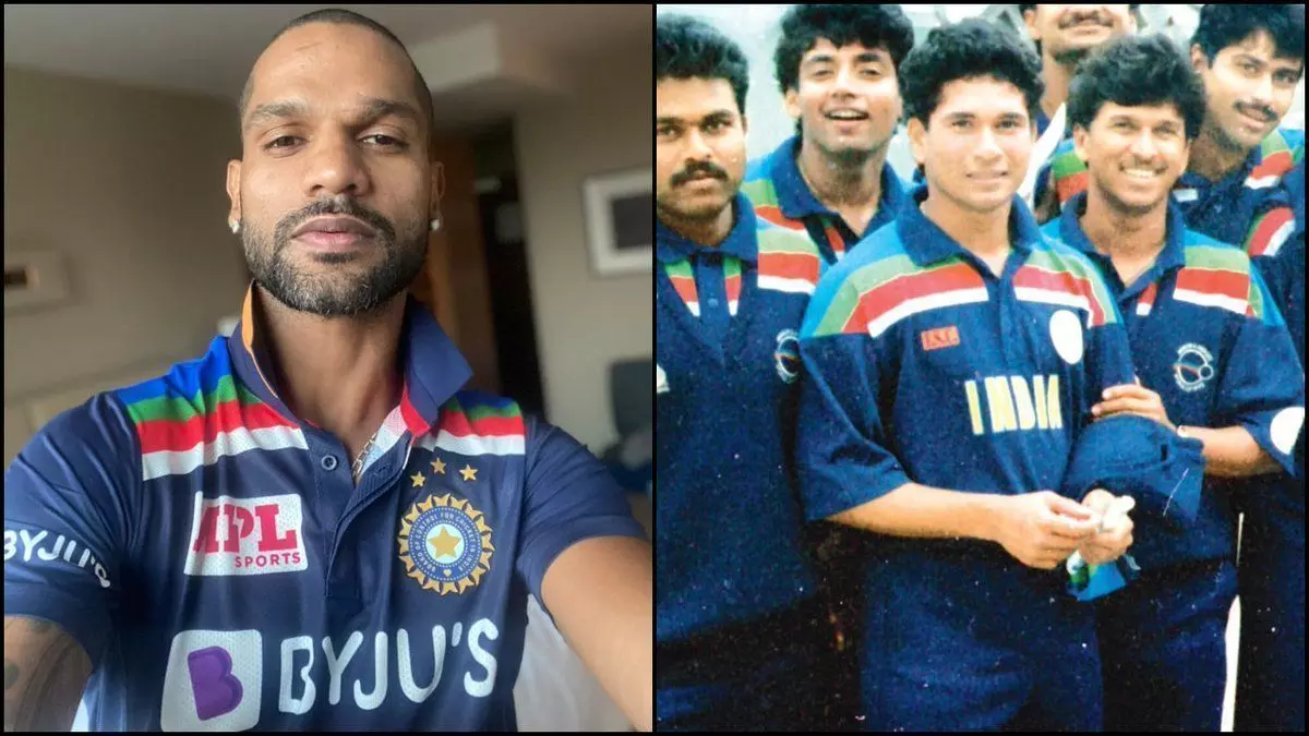 ऑस्ट्रेलिया दौरे से पहले शिखर धवन ने दिखाई टीम इंडिया की नई जर्सी, 1992 वर्ल्ड कप की दिलाती है याद