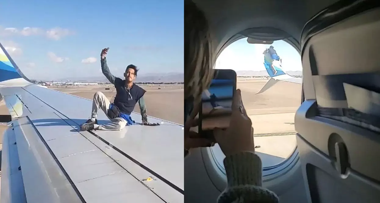 ये क्या, उड़ान भरने से ठीक पहले प्लेन के विंग पर जा बैठा युवक, फिर हुआ... ये क्या, उड़ान भरने से ठीक पहले प्लेन के विंग पर जा बैठा युवक, फिर हुआ...