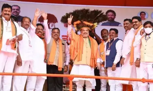 तेलंगाना दौरे पर बोले अमित शाह : तेलंगाना में धर्म के आधार पर रिजर्वेशन दिया गया है, इसको तुरंत बंद करना चाहिए