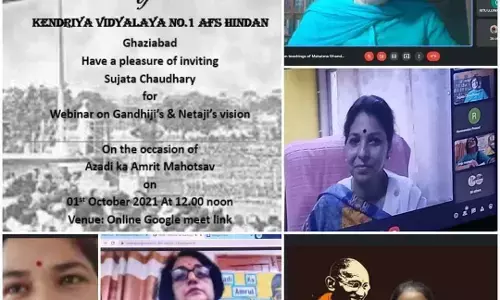 केन्द्रीय विद्यालय क्रमांक एक वायुसेना स्थल हिण्डन मे बापू और जी नेताजी के विचारों पर वेबीनार का सफल आयोजन केन्द्रीय विद्यालय क्रमांक एक वायुसेना स्थल हिण्डन मे बापू और जी नेताजी के विचारों पर वेबीनार का सफल आयोजन