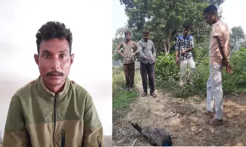 राष्ट्रीय पक्षी की हत्या कर भाग रहे युवक को ग्रामीणों ने दबोचा राष्ट्रीय पक्षी की हत्या कर भाग रहे युवक को ग्रामीणों ने दबोचा
