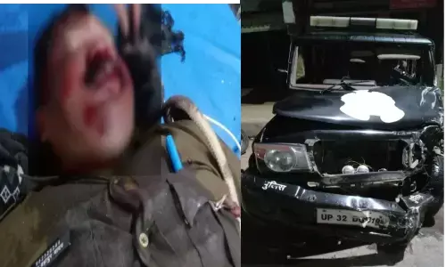 ट्रक ने फैंटम दस्ते के सिपाहियों को कुचला, फैंटम बाइक और डायल-112 की जीप बुरी तरह क्षतिग्रस्त