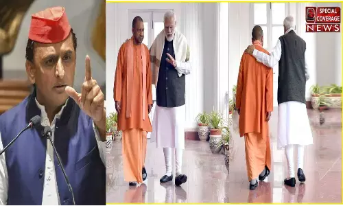 मोदी-योगी की फोटो पर अखिलेश ने कसा तंज मोदी-योगी की फोटो पर अखिलेश ने कसा तंज