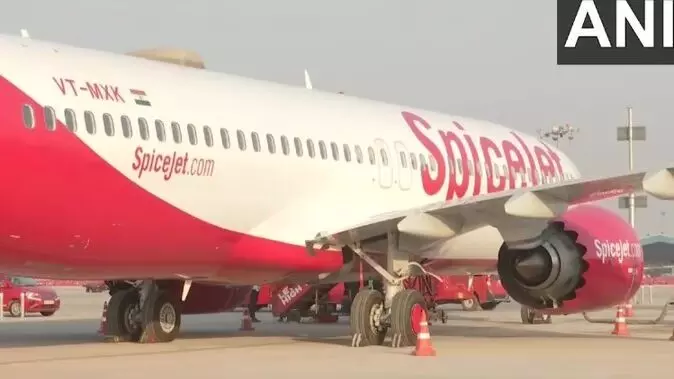 Delhi airport SpiceJet flight electric pole se tkrai
