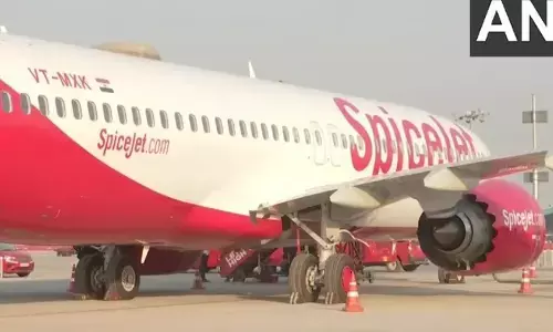 Delhi airport SpiceJet flight electric pole se tkrai