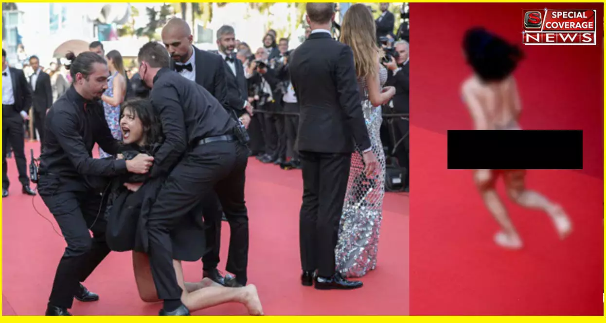 Cannes के रेड कार्पेट पर महिला ने सबको किया SHOCKED, कपड़े उतारकर चिल्लाई- Stop Raping Us