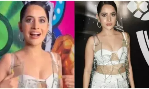 उर्फी जावेद ने कांच के टुकड़ों वाला पहनी 20 किलो की ट्रांसपैरेंट ड्रेस, देखें वीडियो