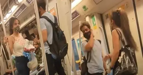 मेट्रो में लड़की ने लड़के को जड़े थप्पड़ ही थप्पड़, फिर किया उसने ये वीडियो वायरल