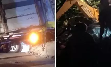 ढाबे से डिनर कर लौट रहा था परिवार, चलती कार पर पलटा डंपर और सब कुछ खत्म हो गया, 5 की मौत