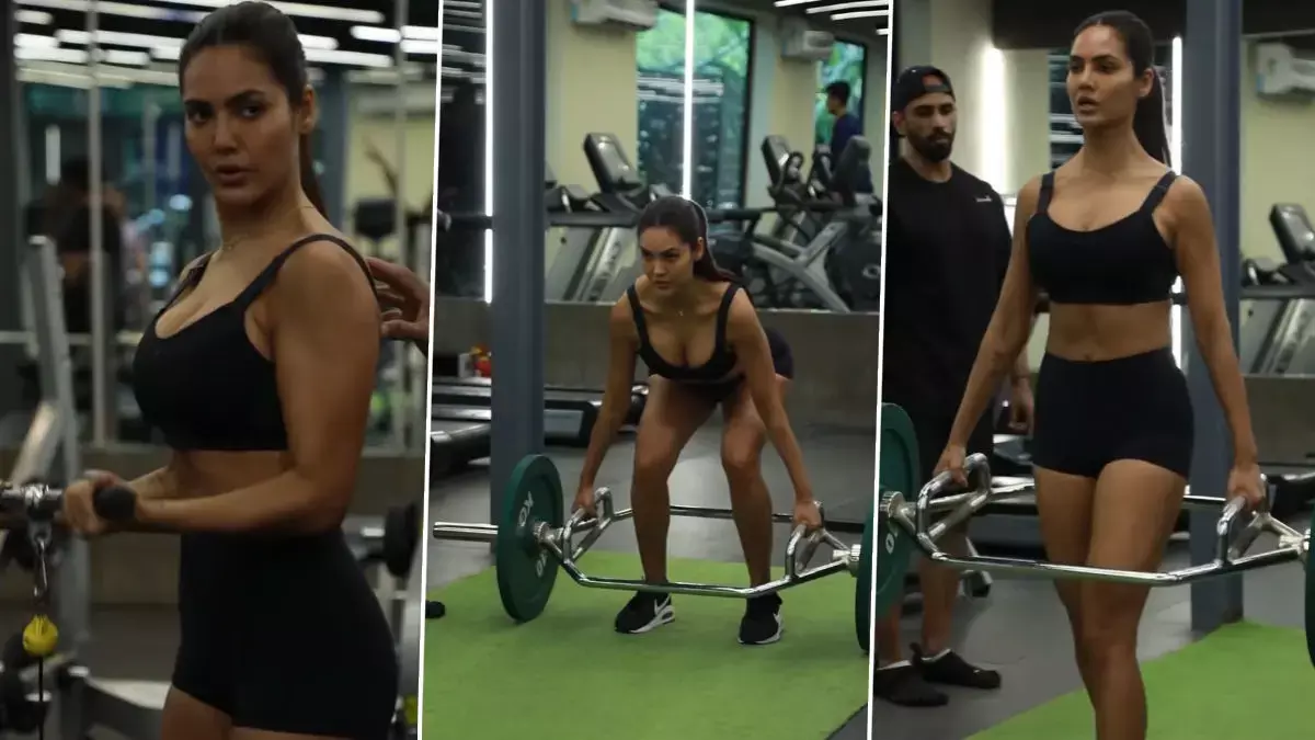 Esha Gupta Sexy Photo video: Esha Gupta ने Sexy ब्रा पहनकर किया बोल्ड स्टाइल में किया वर्कआउट, Watch Video Sexy Video