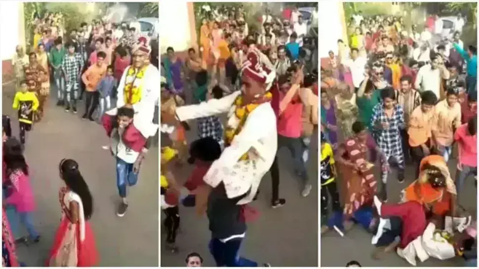 दोस्त के कंधे पर चढ़ गया दूल्हा पीठ के बल गिरा धड़ाम  वीडियो सोशलमीडिया पर वायरल
