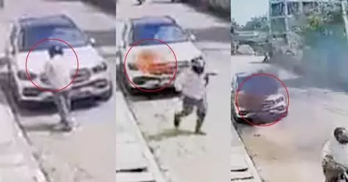 Noida में काम के पूरे पैसे ना देने पर मिस्त्री ने गुस्से में शख्स की Mercedes में पेट्रोल छिड़ककर लगा दीआग