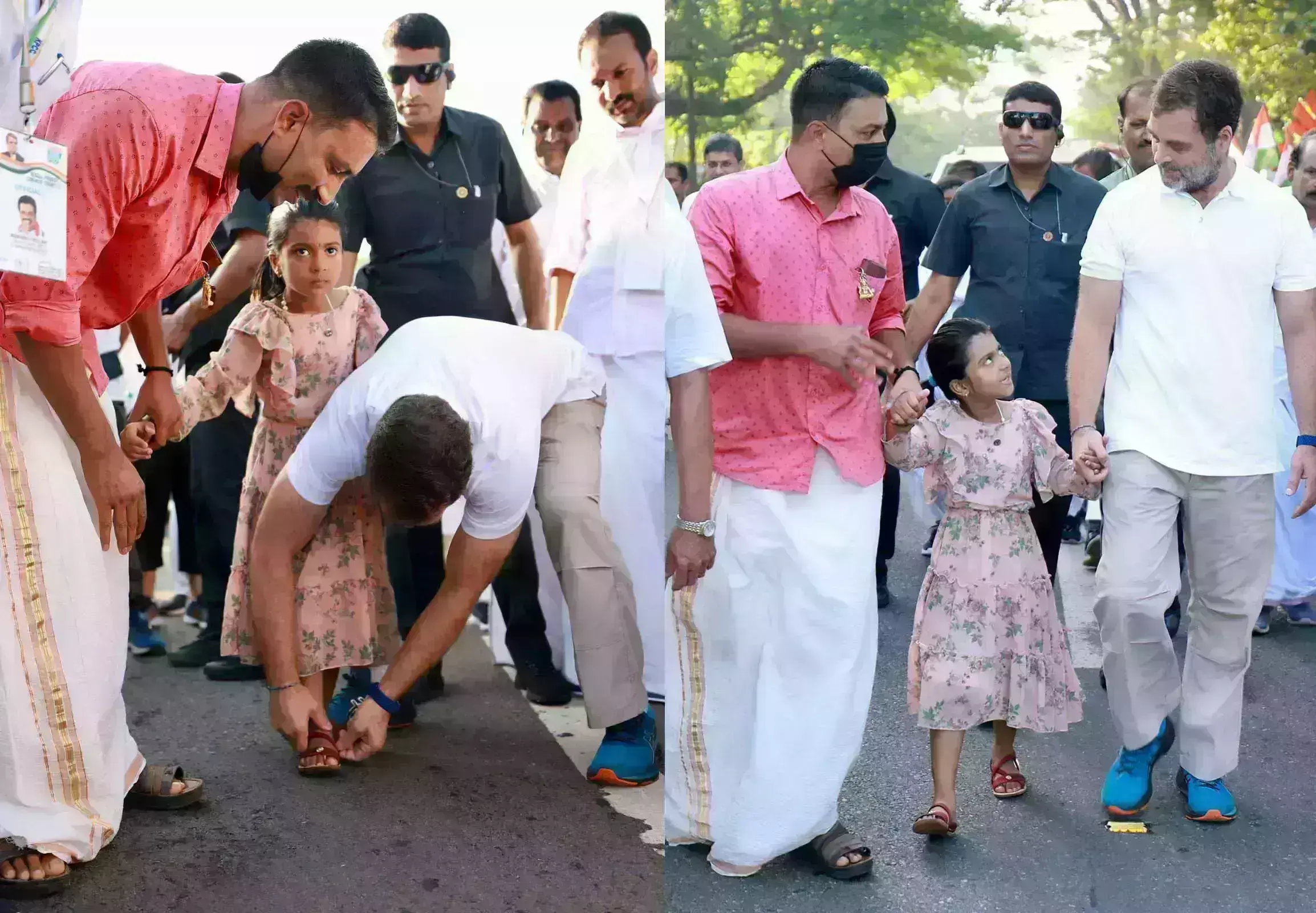 कांग्रेस की भारत जोड़ो यात्रा आज 11 वां दिन,इसी बीच राहुल गांधी का एक छोटी बच्ची को सेंडल पहनाते हुई वीडियो सोशलमीडिया पर वायरल हो रहा है कांग्रेस की भारत जोड़ो यात्रा आज 11 वां दिन,इसी बीच राहुल गांधी का एक छोटी बच्ची को सेंडल पहनाते हुई वीडियो सोशलमीडिया पर वायरल हो रहा है