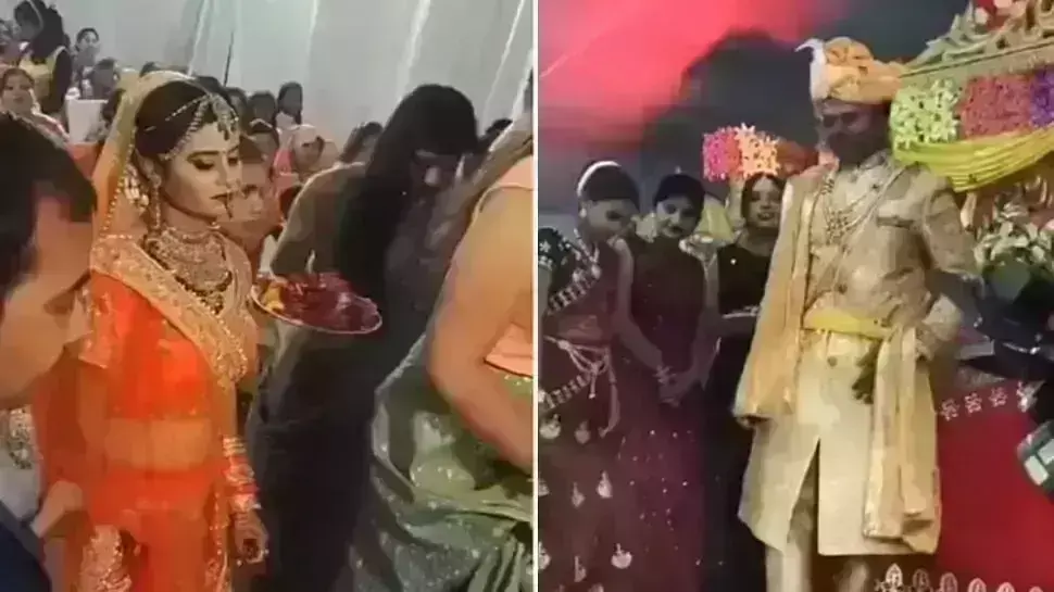 जयमाला कार्यक्रम मे दुल्हन ने दूल्हे की तरफ देखा भी नही लोग कर रहे खूब कमेंट जयमाला कार्यक्रम मे दुल्हन ने दूल्हे की तरफ देखा भी नही लोग कर रहे खूब कमेंट