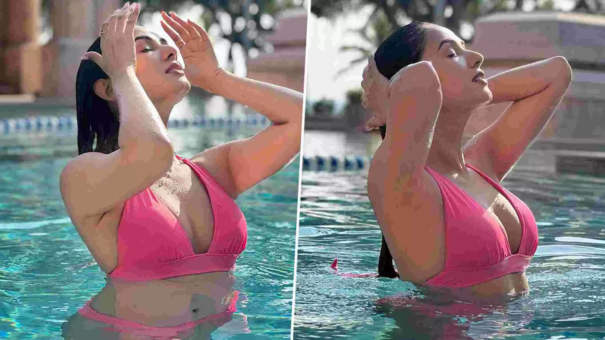 Sonal Chauhan Sexy Video Photo: Sonal Chauhan ने पिंक बिकिनी पहनकर पानी में दिखाया सिजलिंग हॉट अवतार, देखें जन्नत एक्ट्रेस की ये Sexy Photos