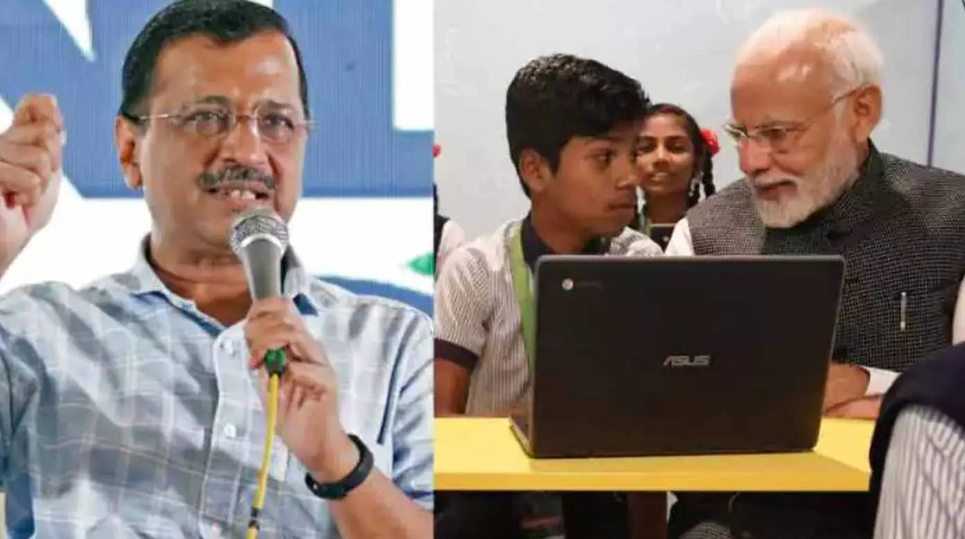 गुजरात में क्‍लासरूम में बच्‍चों के बीच पहुंचे PM मोदी, केजरीवाल ने कह दी बड़ी बात!