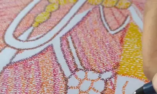 100011 बार राम जी का नाम लिखकर लड़की ने बनाया ऐसा चित्र, देखते रह गए लोग