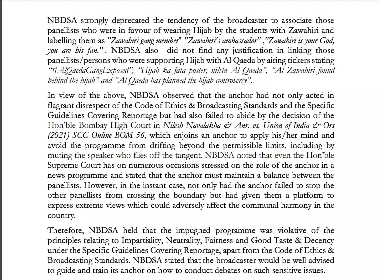 NBDSA ने इस चैनल पर लगाया 50 हजार का जुर्माना, इस डिबेट के एंकर को भी लताड़ लगाते हुए यूट्यूब से वीडियो हटाने की बात भी कही