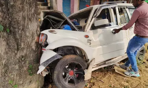 बारात जा रही स्कॉर्पियो पेड़ से टकराई बाराती हुए घायल बारात जा रही स्कॉर्पियो पेड़ से टकराई बाराती हुए घायल