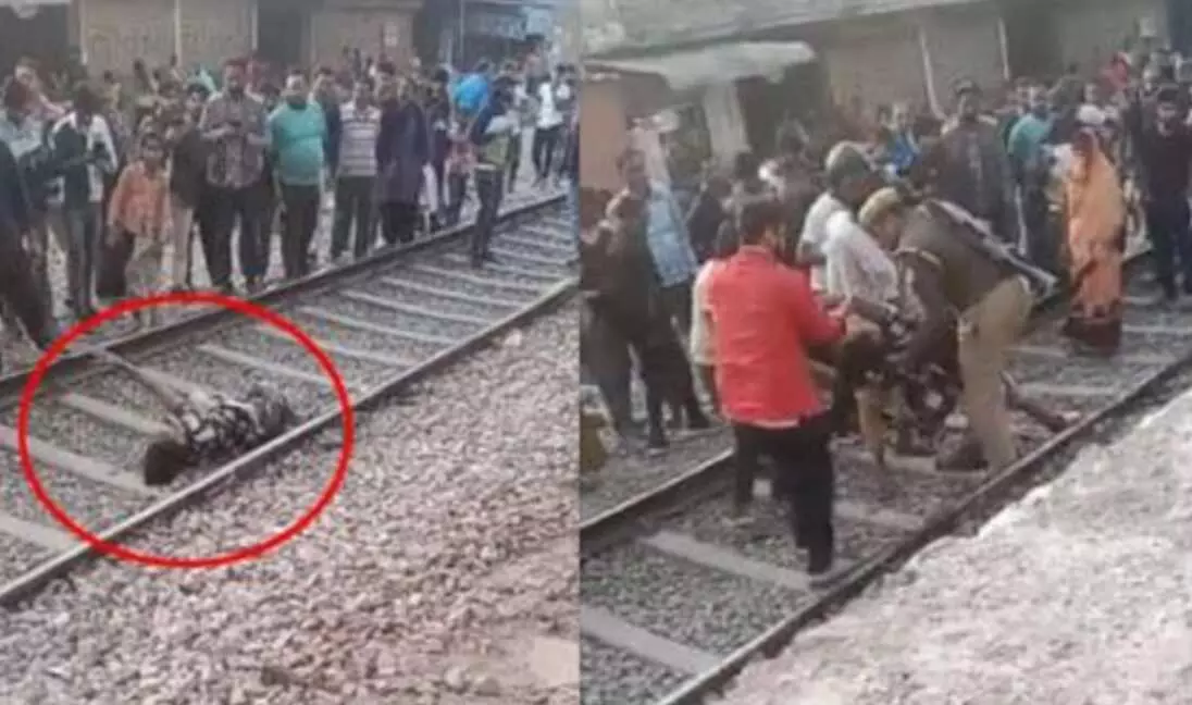 UP पुलिस की जानलेवा करतूत: सब्जी वाले का तराजू रेलवे ट्रैक पर फेंका, उठाने गया तो कट गए दोनों पैर