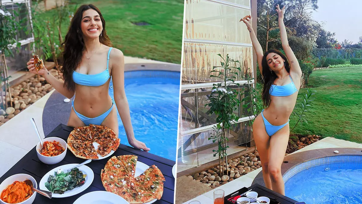 बिकिनी पहनकर अलाया ने की पिज्जा पार्टी, इंटरनेट का बढ़ाया 'पारा' - Alaya did a pizza party wearing a bikini, the 'para' of the internet increased