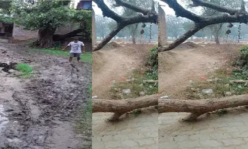 डिजिटल इंडिया में उबड़ खाबड़ कीचड़ युक्त रास्ते से निकलने को विवश हैं सैकड़ो ग्रामीण