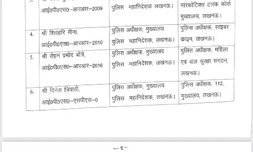 IPS officer Transfer: यूपी में IPS अफसरों के हुए ट्रांसफर, देखिए लिस्ट IPS officer Transfer: यूपी में IPS अफसरों के हुए ट्रांसफर, देखिए लिस्ट