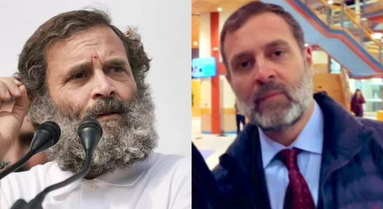 भारत जोड़ो यात्रा के बाद ब्रिटेन में नए लुक में नजर आए राहुल गांधी, ट्रिम दाढ़ी और बदन पर कोट पैंट