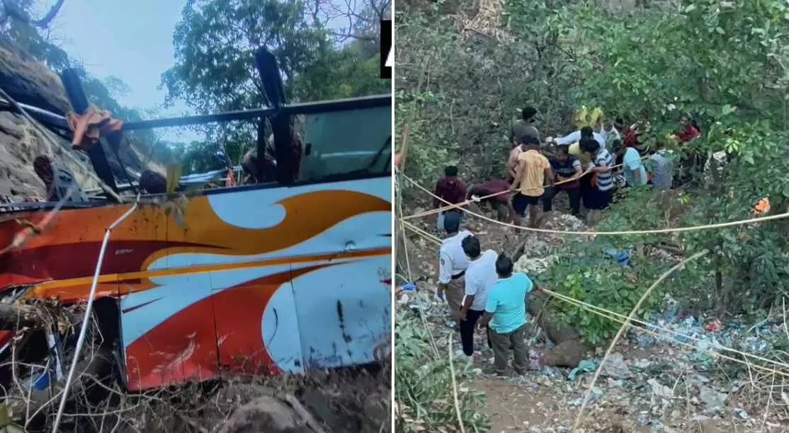Maharashtra : पुणे से मुंबई जा रही बस गहरी खाई में गिरी, 12 लोगों की मौत, कई घायल