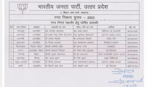 BJP Mayor Candidate List: भाजपा ने जारी किए 10 नगर निगम महापौर प्रत्याशियों की लिस्ट