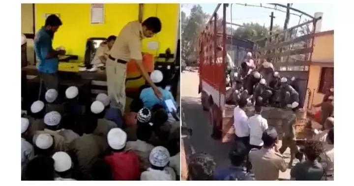 बिहार, यूपी और पश्चिम बंगाल से कोल्हापुर के एक मदरसे में 63 नाबालिग मुस्लिम लड़कों को ले जा रहा ट्रक जब्त बिहार, यूपी और पश्चिम बंगाल से कोल्हापुर के एक मदरसे में 63 नाबालिग मुस्लिम लड़कों को ले जा रहा ट्रक जब्त