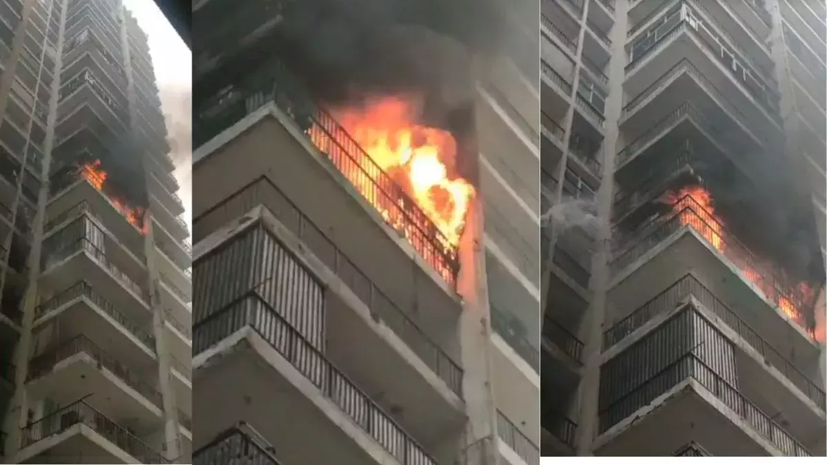 Fire brigade team arrived at the flat of Panchsheel Society in Ghaziabad