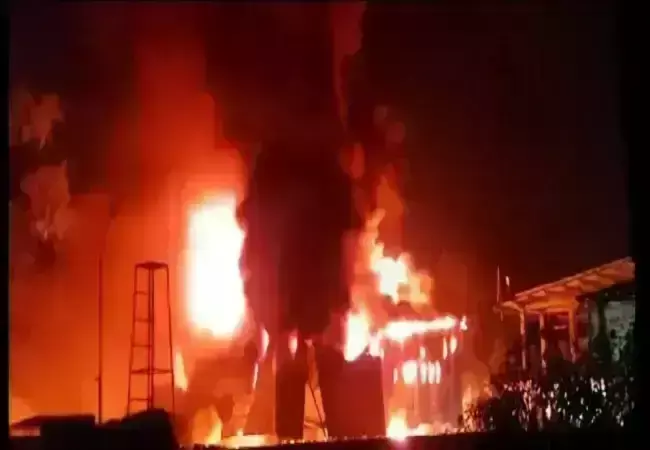 A massive fire broke out in a candle factory in Lucknow