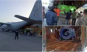 Auger machine brought by planes to take out workers trapped in the tunnel, workers will come out soon Auger machine brought by planes to take out workers trapped in the tunnel, workers will come out soon