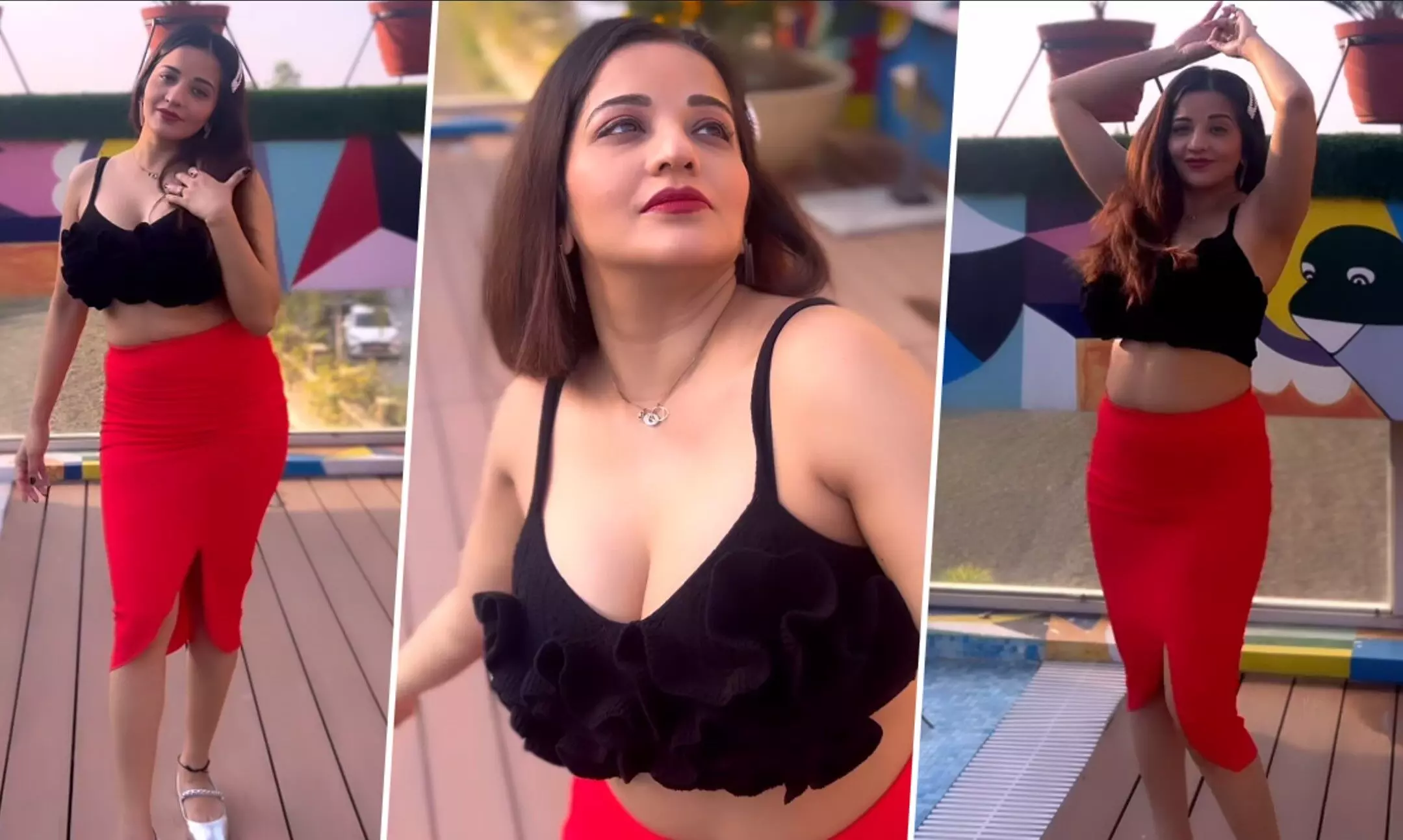 Monalisa Sxy Videos Photos: मोनालिसा ने सेक्सी ब्रालेट पहन दिए सेक्सी पोज, देखिये एक्ट्रेस का सेक्सी वीडियो