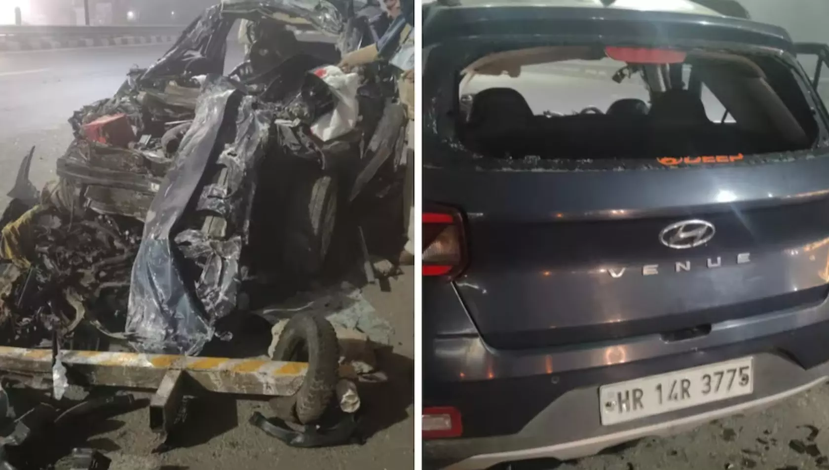 दिल्ली पुलिस के दो इंस्पेक्टरों की सड़क हादसे में दर्दनाक मौत! चकनाचूर हुई कार, देखें- वीडियो