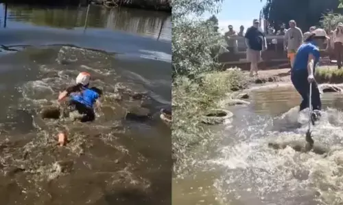 OMG..! पानी के अंदर से मगरमच्छ को बांधकर घसीटते हुए बाहर ले आई ये लड़की, वीडियो देखकर रोंगटे खड़े हो जायेंगे! OMG..! पानी के अंदर से मगरमच्छ को बांधकर घसीटते हुए बाहर ले आई ये लड़की, वीडियो देखकर रोंगटे खड़े हो जायेंगे!