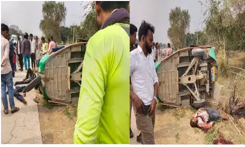 सवारी से भरा अनियंत्रित टेंपो पलटा एक की मौत कई लहूलुहान सवारी से भरा अनियंत्रित टेंपो पलटा एक की मौत कई लहूलुहान