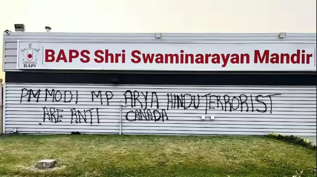 Canada Temple vandalised: कनाडा के हिंदू मंदिर में तोड़फोड़, प्रधानमंत्री नरेंद्र मोदी के खिलाफ नारे लिखे