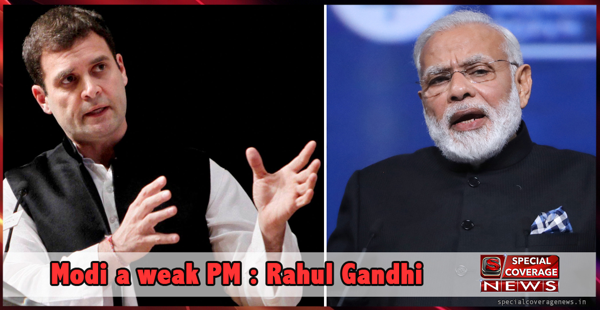 राहुल गांधी बोले, मोदी एक कमजोर प्रधानमंत्री