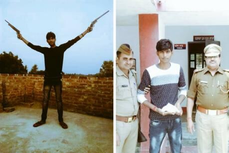 तमंचा लहराना पड़ा महंगा, कासगंज पुलिस ने भेजा जेल