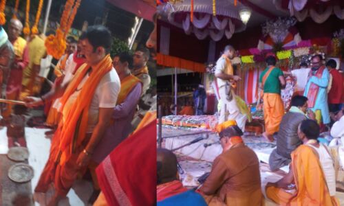 शांति और सौहार्द के लिए एमएलसी रजनीश कुमार ने किया रूद्राभिषेक व पार्थिव पूजन,भारी भीड़ हुई शामिल