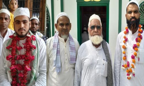 नम आंखों से रुख्शत हुए सैकड़ो हज यात्री , लोगो ने गले लगा कर फूल मालाएं पहनाई, भारी हुजूम रहा मौजूद नम आंखों से रुख्शत हुए सैकड़ो हज यात्री , लोगो ने गले लगा कर फूल मालाएं पहनाई, भारी हुजूम रहा मौजूद