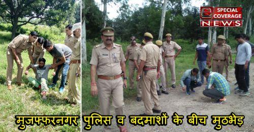 मुजफ्फरनगर : पुलिस व बदमाशों के बीच मुठभेड़, 25 हजारी ईनामी बदमाश घायल, एक फरार मुजफ्फरनगर : पुलिस व बदमाशों के बीच मुठभेड़, 25 हजारी ईनामी बदमाश घायल, एक फरार